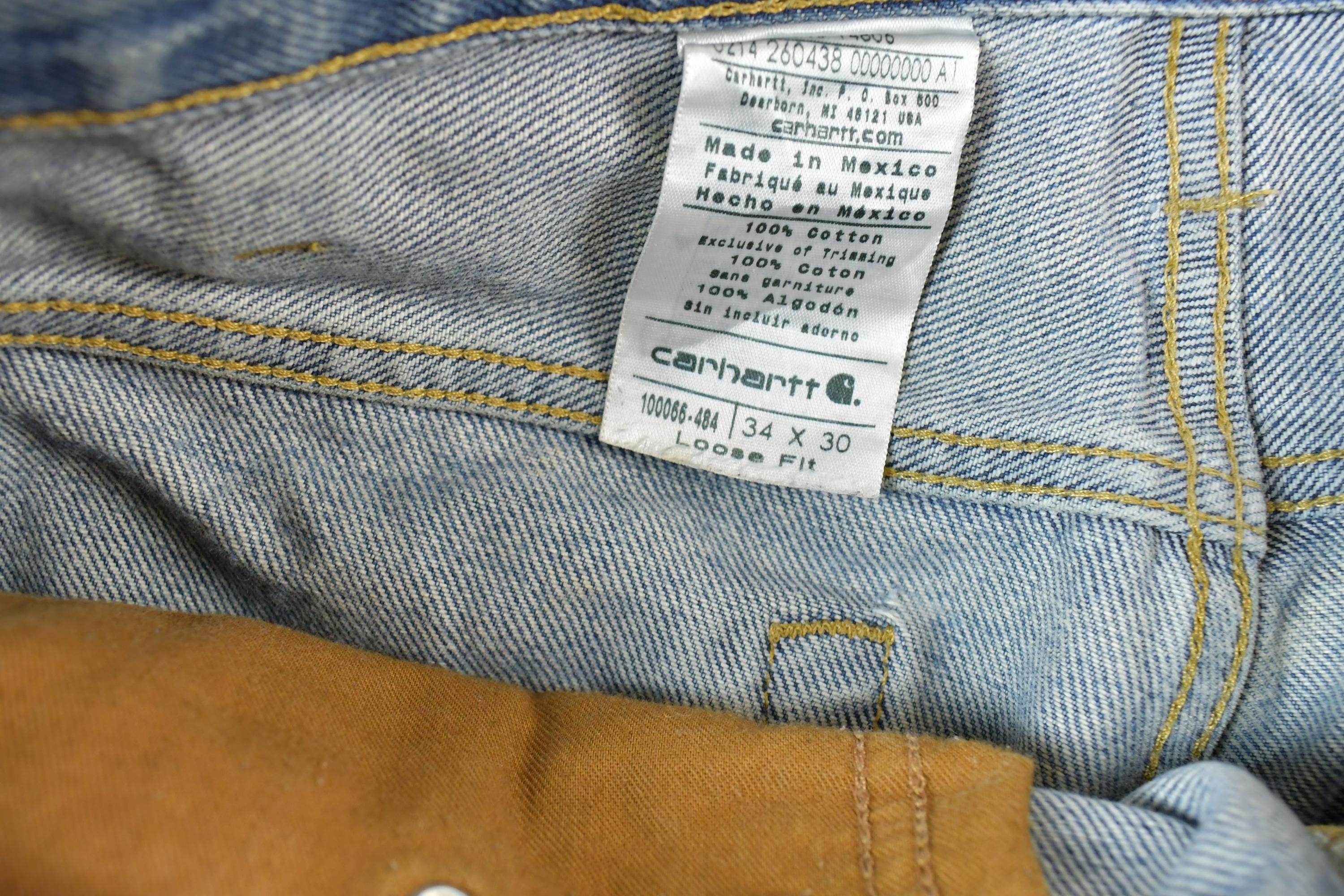 Vintage 1990s Carhartt Denim Work Jeans Pants Size 34 x 30