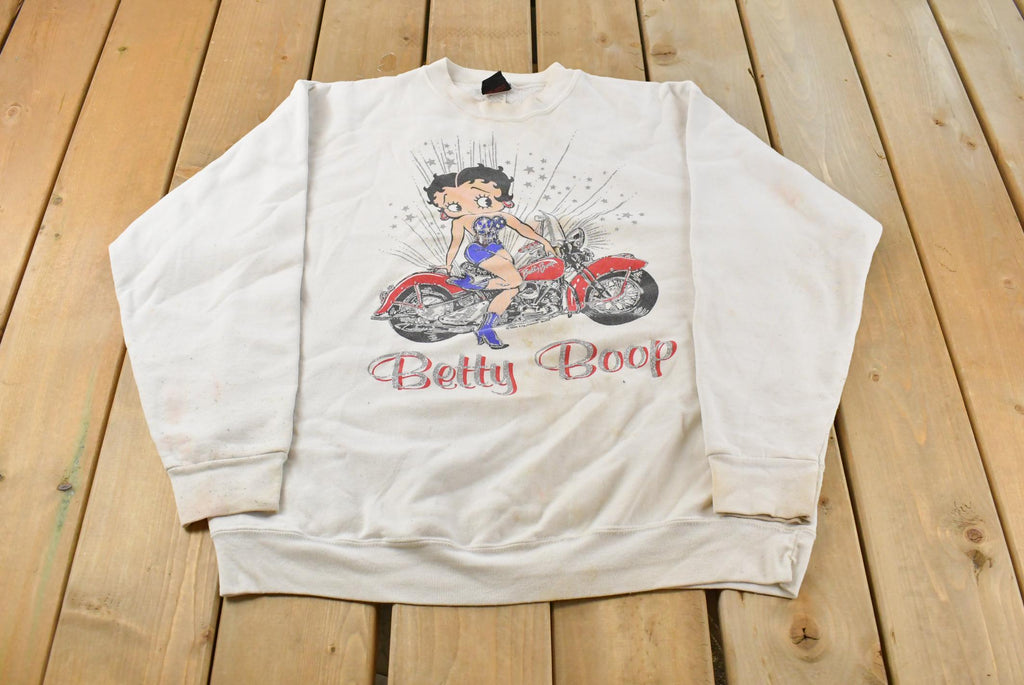 Vintage 1990s Betty Boop Biker Motorcycle Crewneck Sweatshirt Men's XL