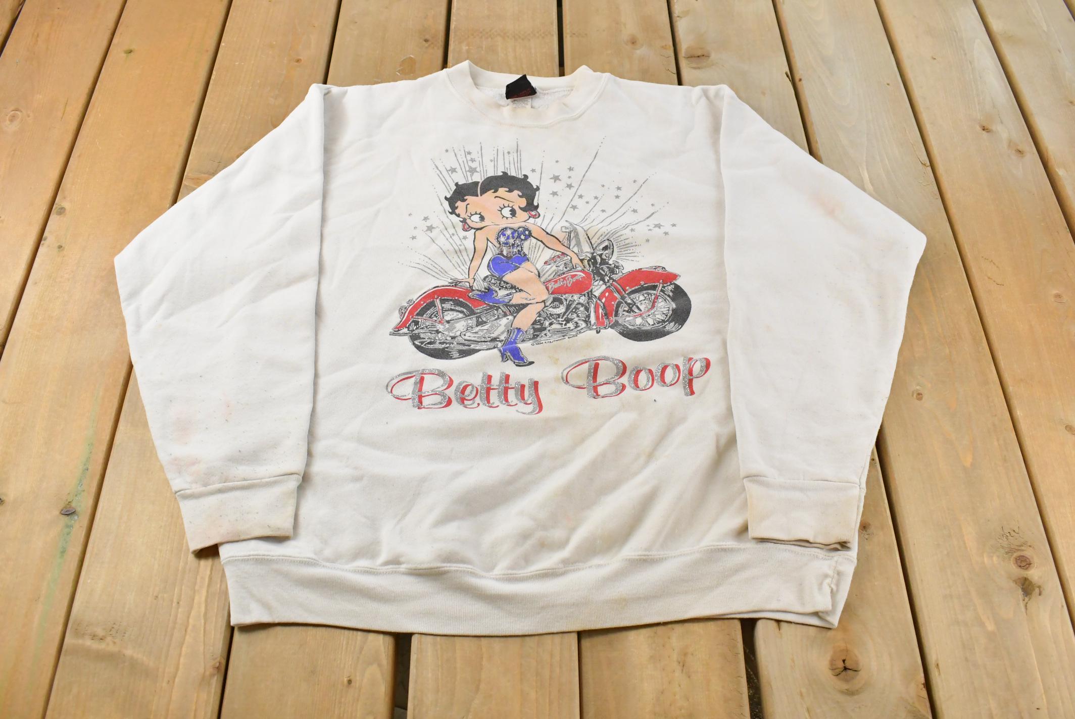 Vintage 1990s Betty Boop Biker Motorcycle Crewneck Sweatshirt Men's XL