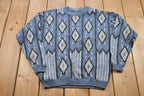 Vintage 1990s All Over Print Knitted Crewneck Sweater /
