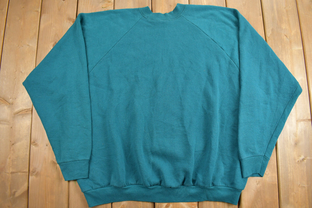 Vintage 1980s Green Fruit Of The Loom Blank Crewneck Sweatshirt