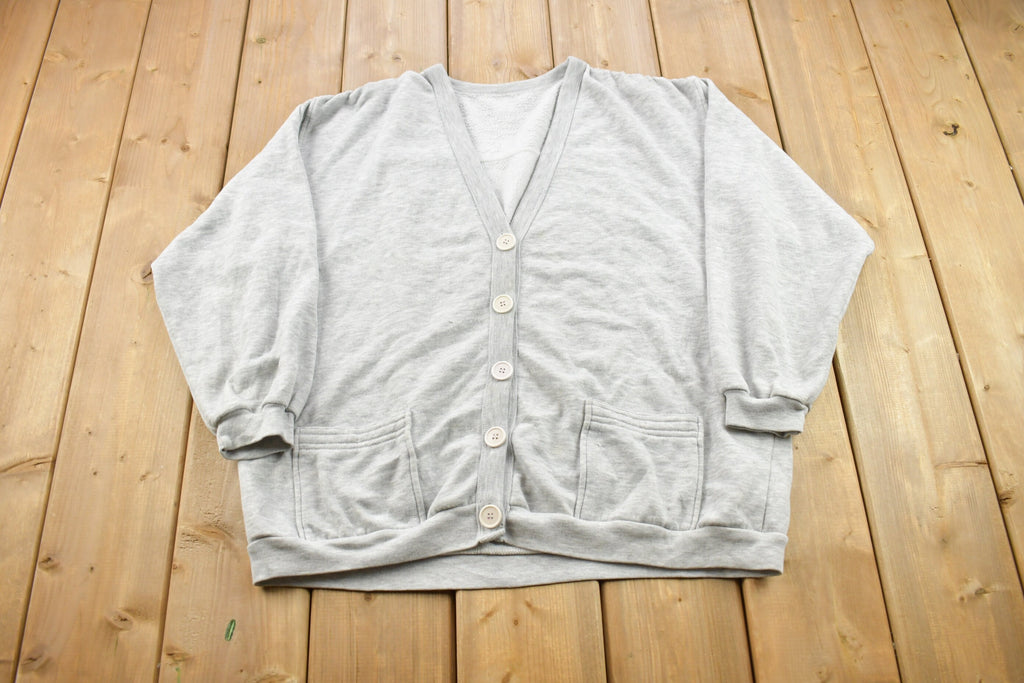 Vintage 1990s Blank Knitted Cardigan Sweater