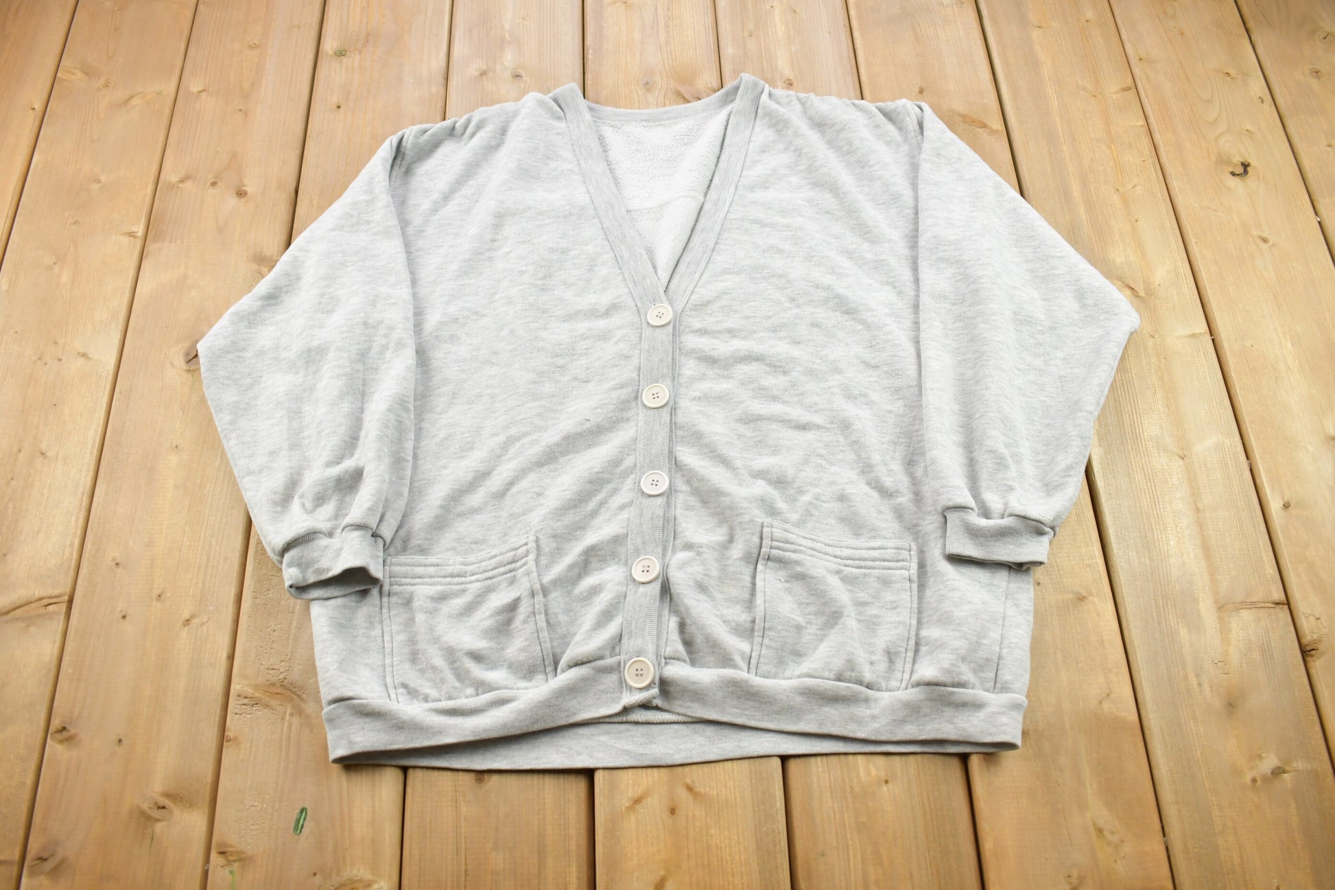 Vintage 1990s Blank Knitted Cardigan Sweater