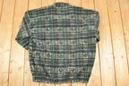 Vintage 1990s Ski Doo Sno Gear Plaid Knit Full Zip Heavy Sweater Mens L