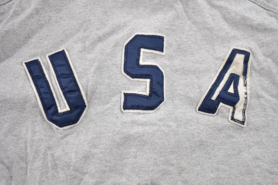 Vintage 1990s Polo Ralph Lauren USA Flag Embroidered Rugby Sweatshirt