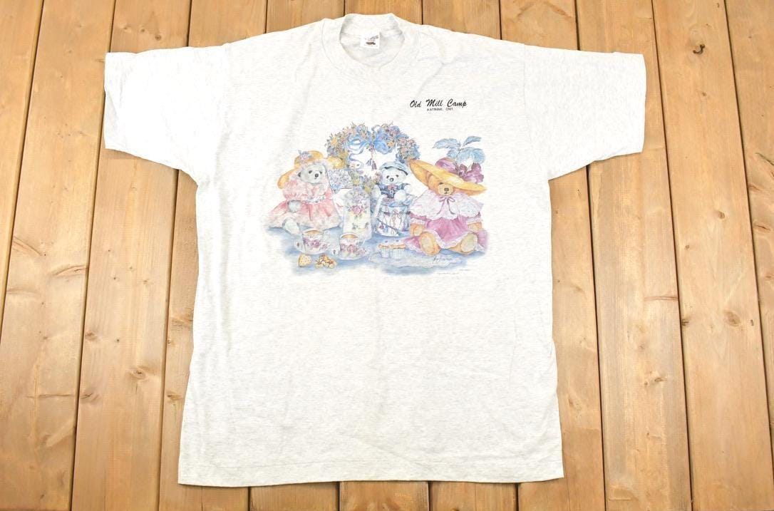 Vintage 1990s Old Mill Camp Cute Stuffed Bunnies Souvenir Travel T-Shirt Women's XL