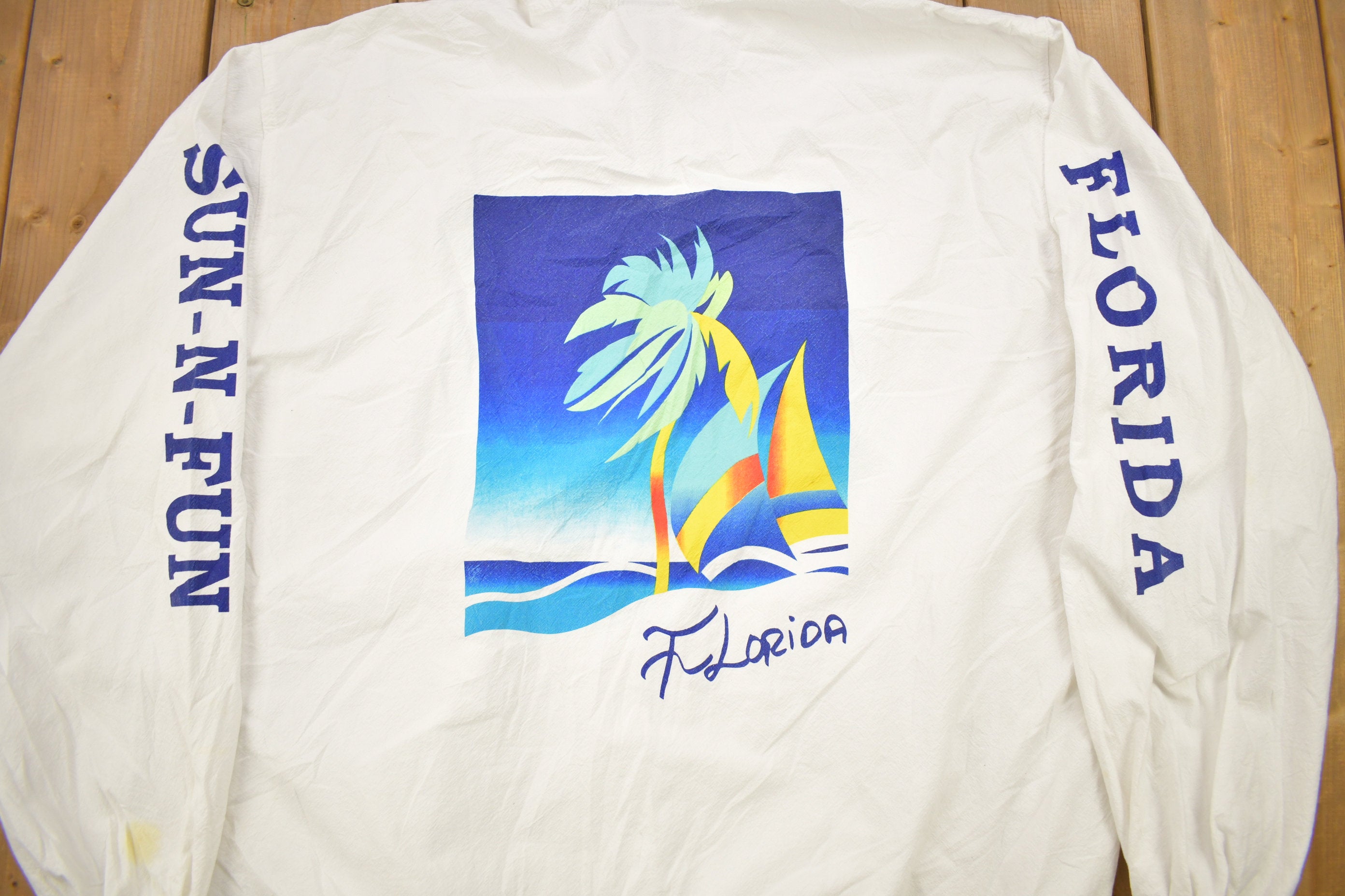 Vintage 1990s Florida Sun-Fun Zip Up Light Weight Sweatshirt