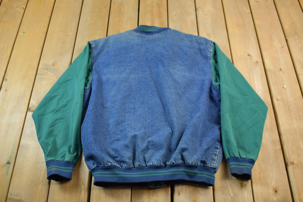 Vintage 1990s Luna Pier Denim Varsity Jacket