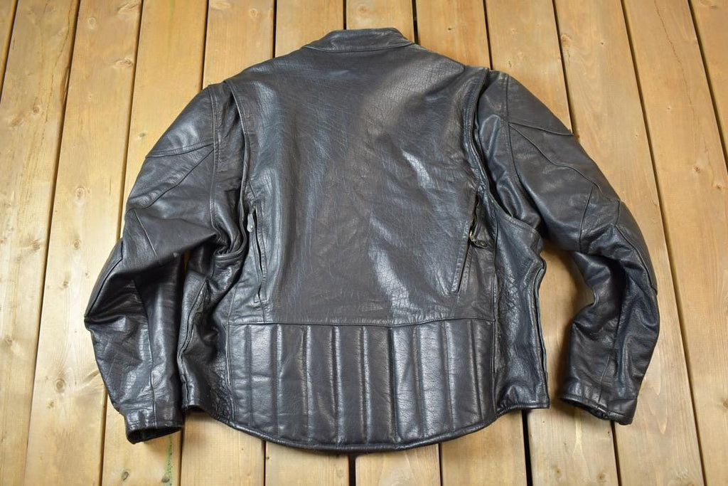 Vintage 1990s Leather Motorcycle Padded Biker Jacket