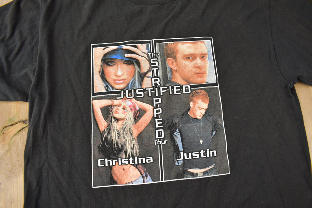 Vintage 2002 The Stripped Justified Justin Timberlake & Christina Aguilera Tour t Shirt Size M