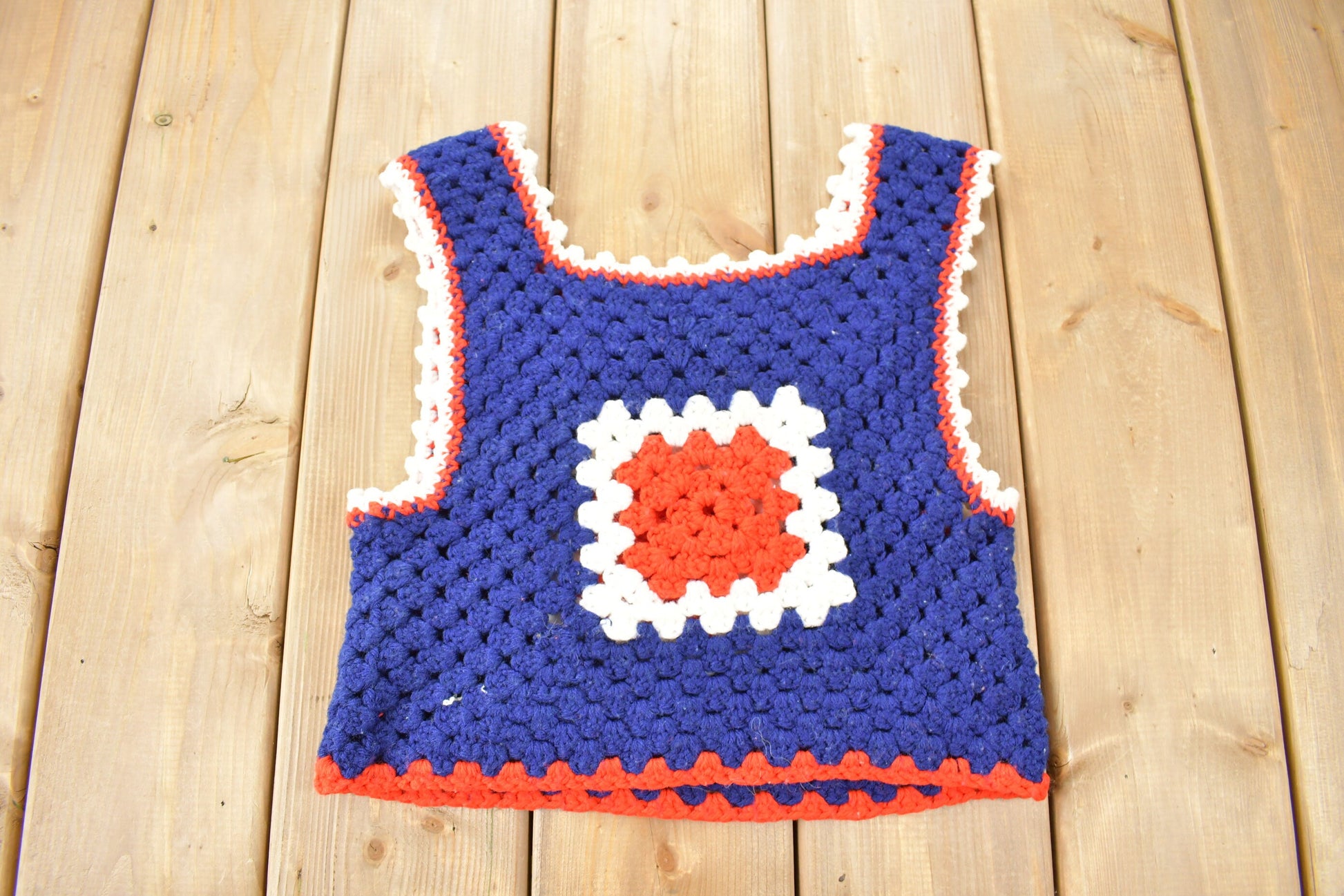Vintage 1960s Crochet Knitted Tank Top  Vintage Crochet Knit  Abstract Pattern Sweater  True Vintage  Hand Knit  Color Block