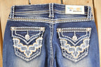 Vintage Deadstock Y2K Grace In LA Bedazzled Bootcut Low Rise Jeans Women's Size 26 x 32