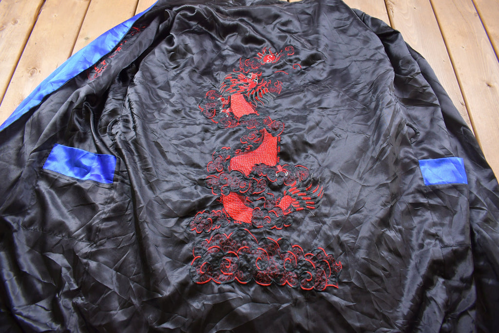 Vintage 1990s Japanese Dragon Embroidered Kimono Robe