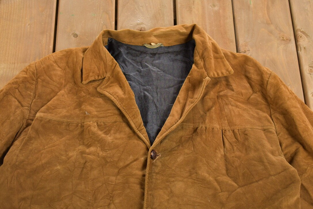 Vintage 1980s Faux Suede Jacket / Western Blazer / Button Down / Streetwear / Suede Jacket