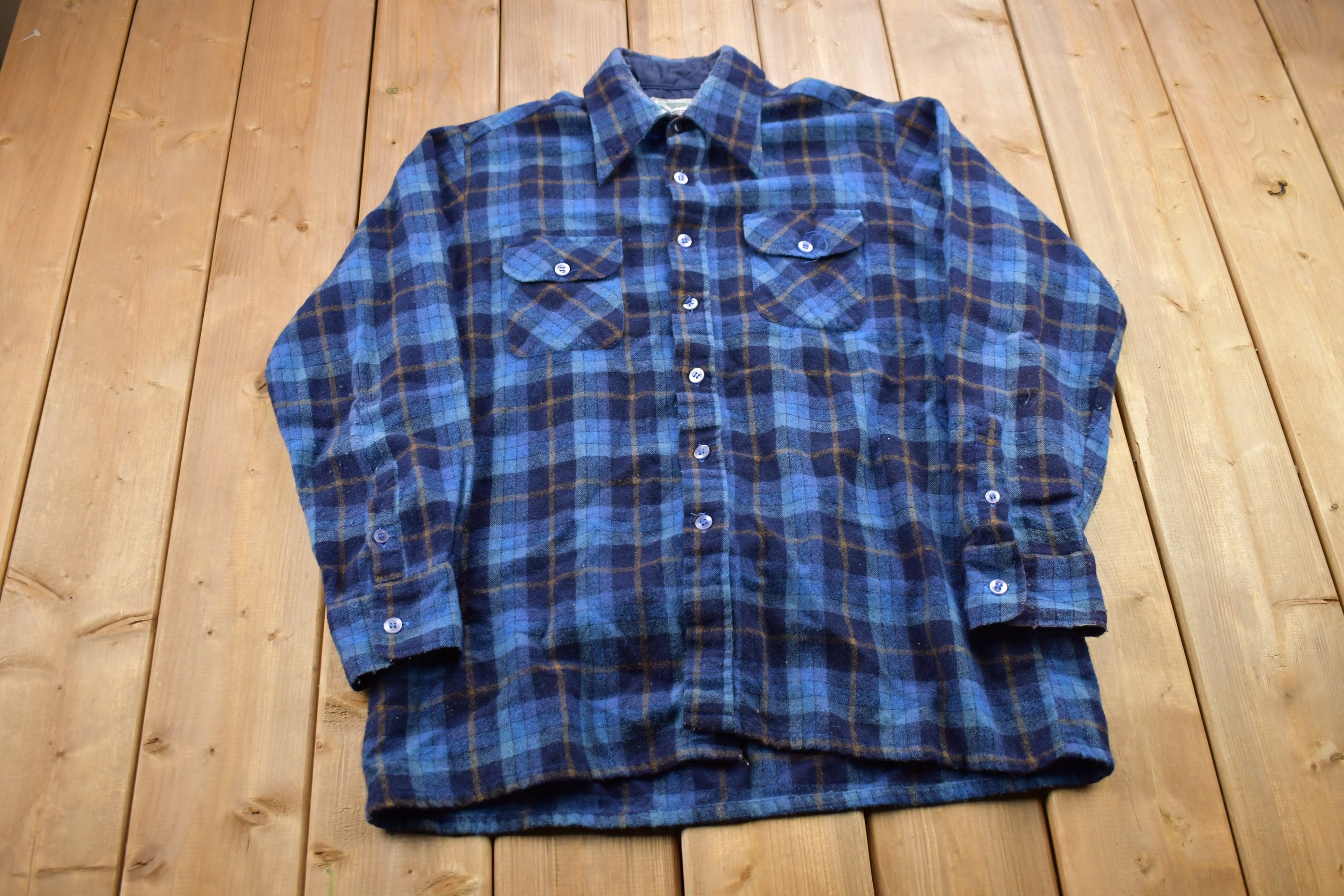 Vintage 1990s Kmart Plaid Wool Flannel Button Up Shirt