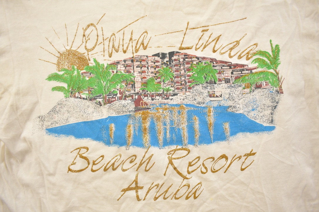 Vintage 1990s T-Shirt Playa Linda Beach Resort Aruba  80s  90s  Streetwear Fashion  Vacation Tee  Travel & Tourism