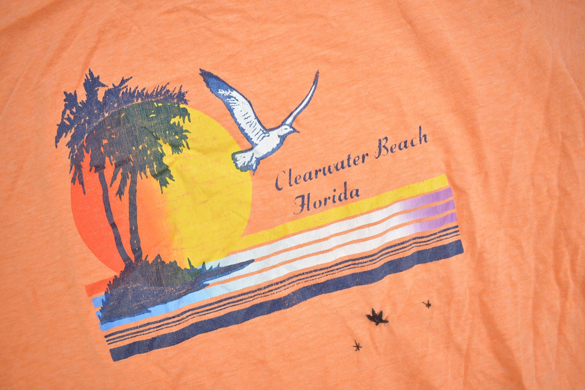 Vintage 1970s Clearwater Beach Florida Souvenir T Shirt  Streetwear  Made In USA  Vacation Tee  Travel T Shirt  Ringer Tee