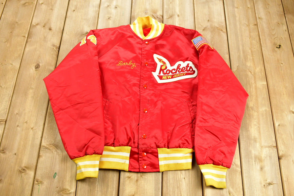 Vintage 1980s New Jersey Rockets Fleece Lined Satin Jacket