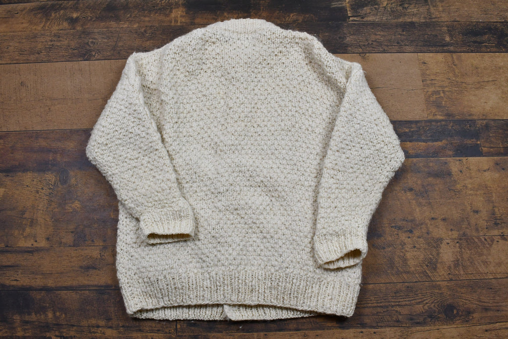 Vintage 1980s Indian Weavings Cable Knit Button Up Sweater