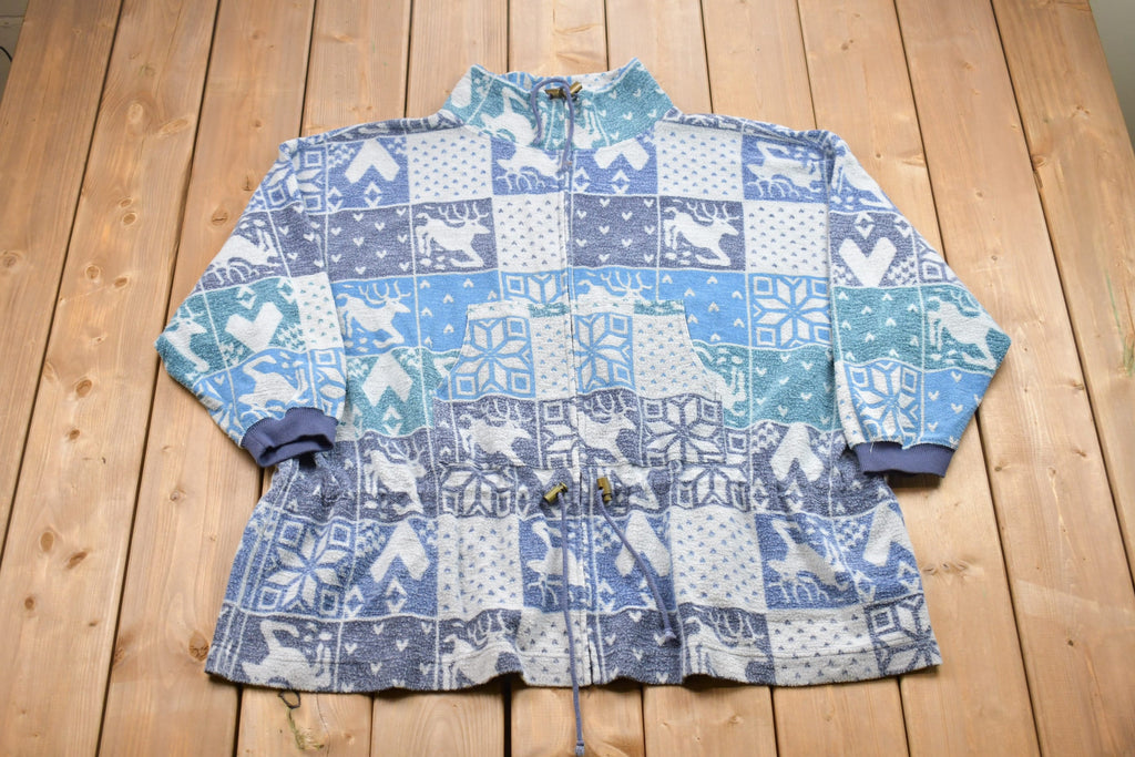 Vintage 1990s Veneszia Zip Up Fleece Sweater