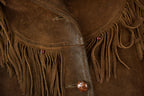 Vintage 1970s Dark Brown Suede Fringe Leather Jacket
