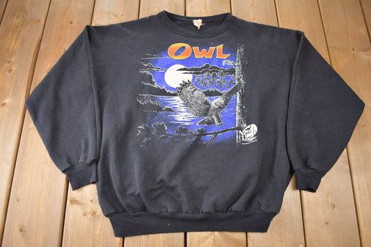 Vintage 1980s Owl Crewneck / Souvenir / Vintage Sweatshirt / Outdoorsman / Wilderness Sweatshirt / Made In USA