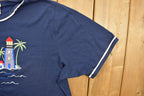 Vintage 1990s Embroidered Sailing Boats Beach Themed T-Shirt