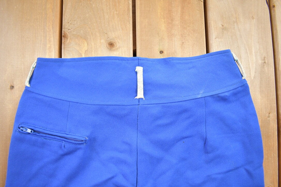 Vintage 1970s Blue Wool Trousers Size 32x25