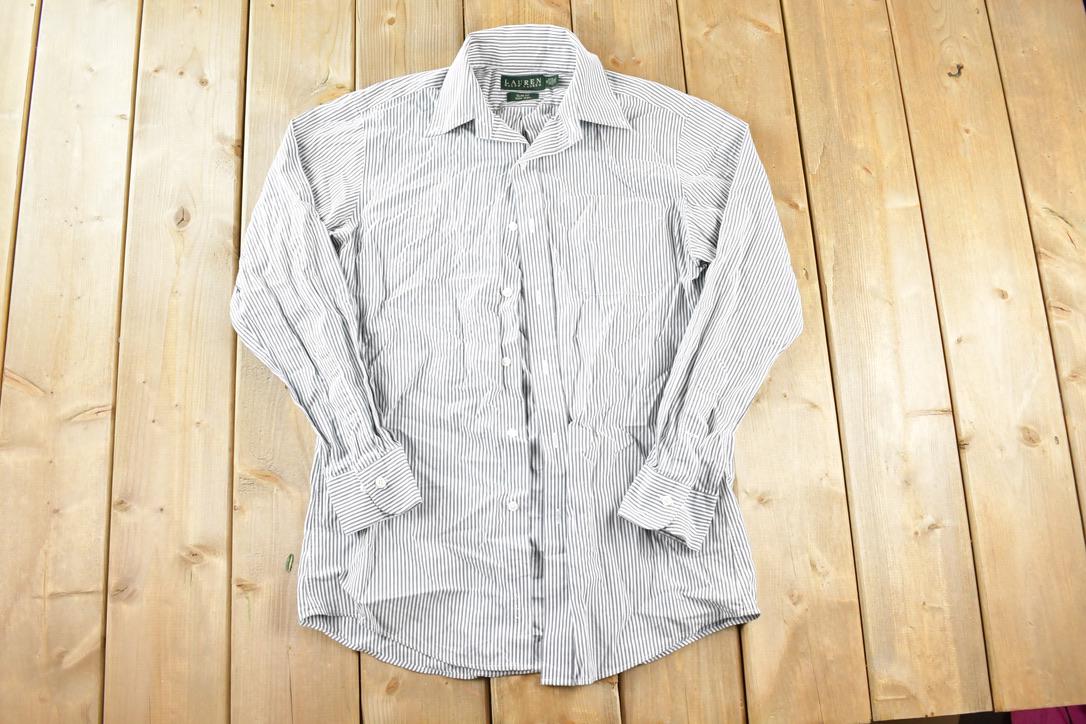 Vintage 1990s Lauren Ralph Lauren Striped Button Up Shirt Women's L / Vintage Dress Shirt / Striped Button Up / Polo Womens Dinner Shirt