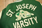 Vintage 1990s St Josephs Varsity Wrestling Leather & Wool Varsity Jacket Made In USA Size 44