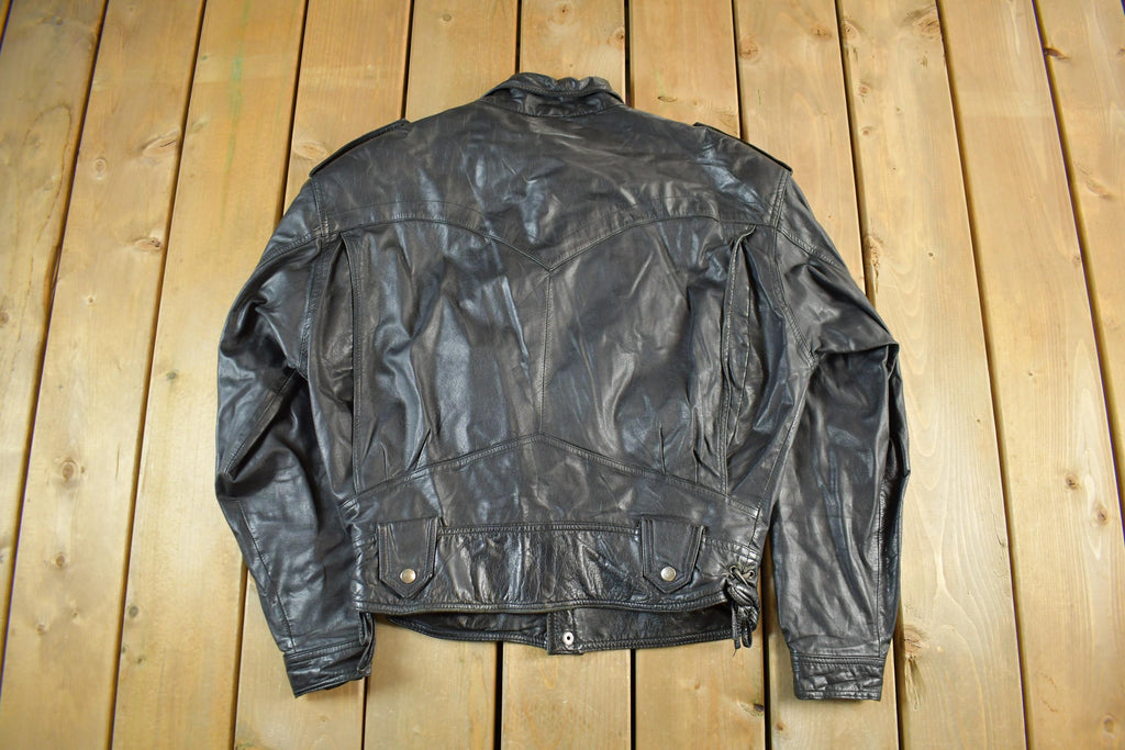 Vintage 1990s Leather Biker Jacket Adult Medium