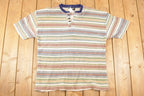 Vintage 1990s Impact Knit Striped Souvenir Travel T-Shirt Men's XL