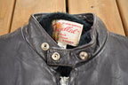 Vintage 1980s Excelled Cafe Racer Black Leather Jacket