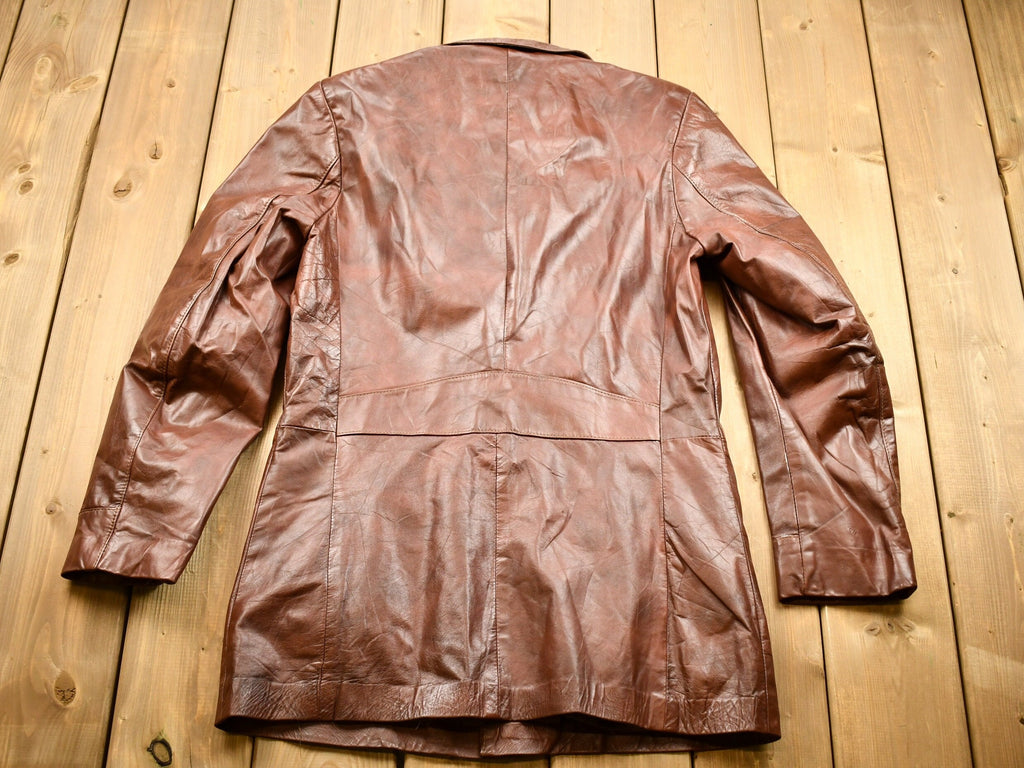 Vintage 1970s Burnt Orange Full Length Angel Skin Nappa Leather Trench Coat