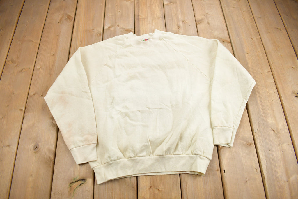 Vintage 1990s Blank Beige Crewneck Sweatshirt /
