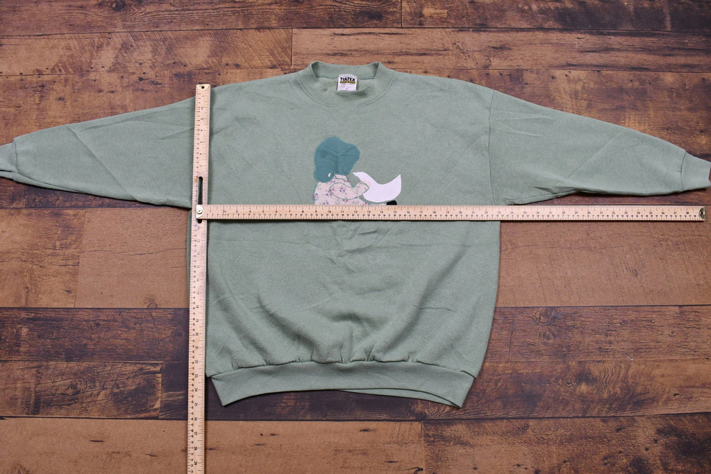 Vintage 1990s Tultex Embroidered Patchwork Crewneck Sweatshirt