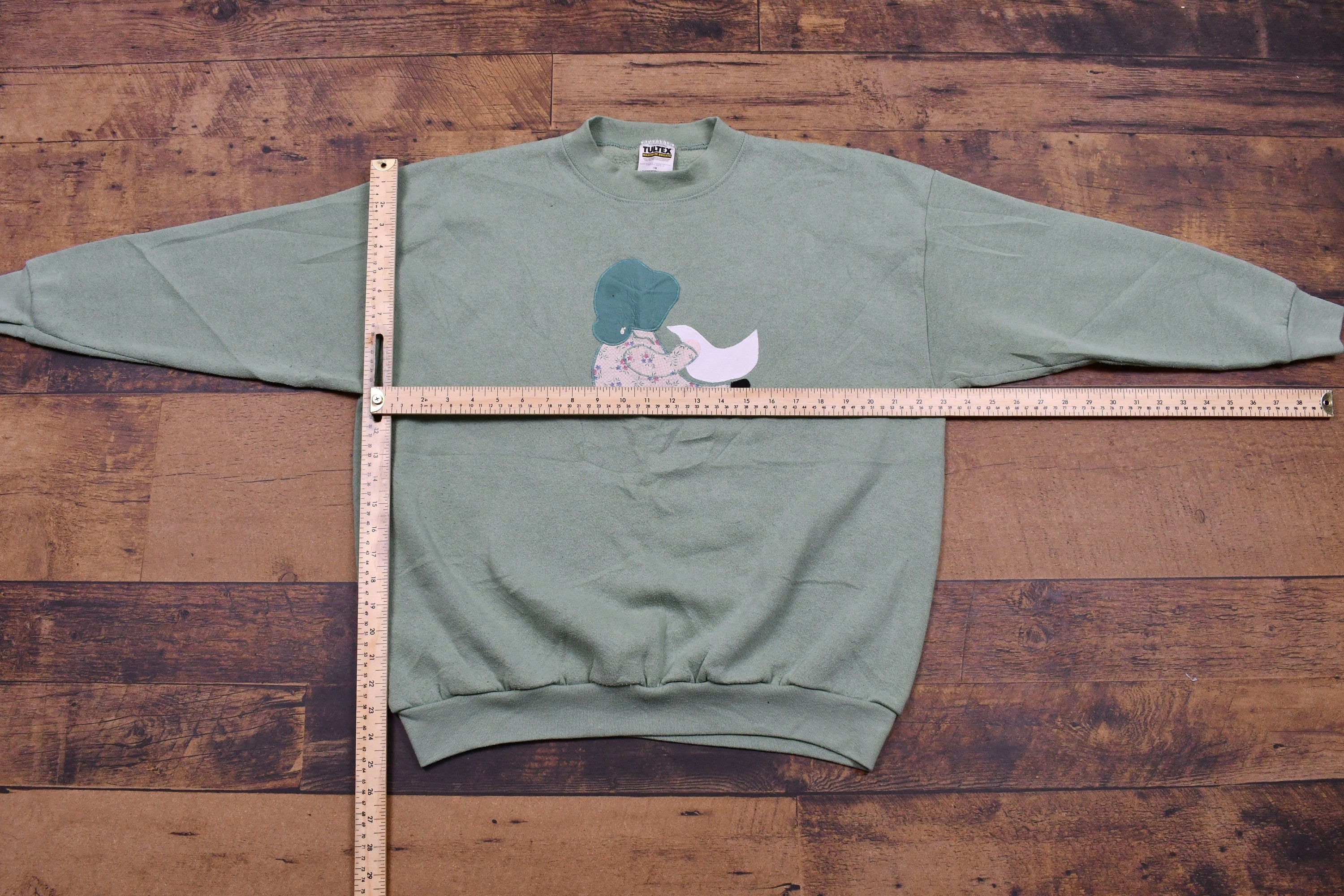 Vintage 1990s Tultex Embroidered Patchwork Crewneck Sweatshirt