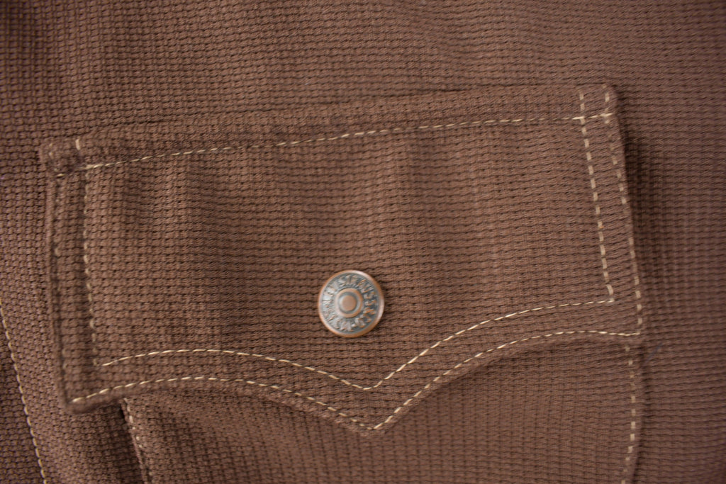Vintage 1970s Levi's Western Style Brown Button Up Shirt Made in USA Size XL