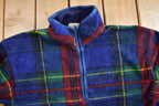Vintage 1990s IZOD Quarter Zip Plaid Fleece Sweater  Sportswear  90s Sweater  Streetwear  Athleisure  Hiking