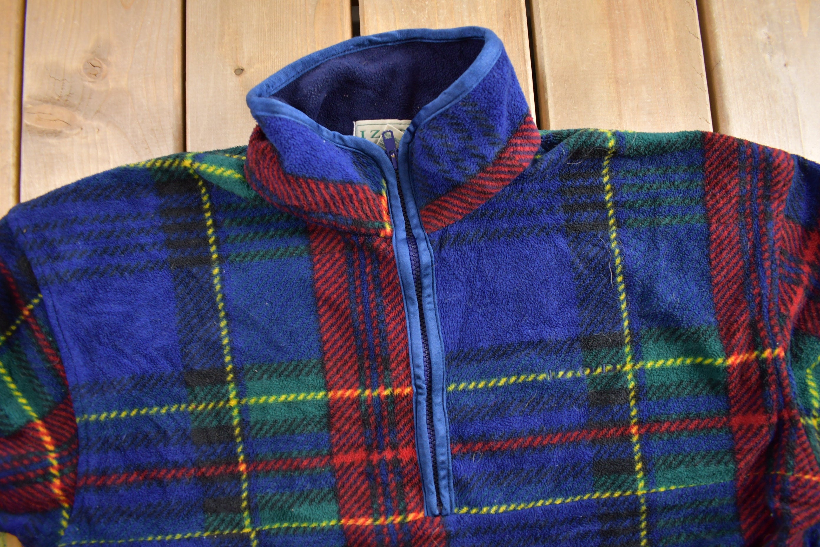 Vintage 1990s IZOD Quarter Zip Plaid Fleece Sweater  Sportswear  90s Sweater  Streetwear  Athleisure  Hiking