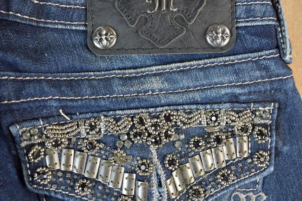 Vintage Deadstock Y2K Miss Me Bedazzled Low Rise Jeans Size 26x31