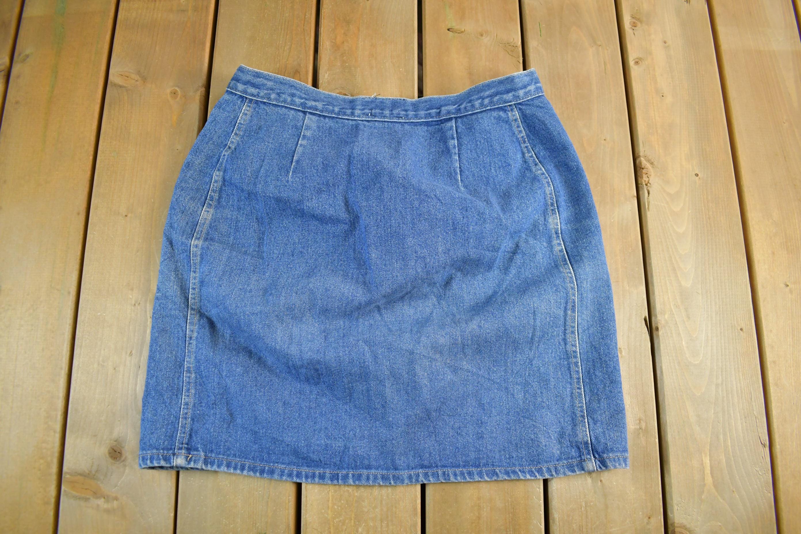 Vintage 1990s Touche Denim Skirt Women's 33  90s Streetwear  Vintage Denim Skirt  Snap Button