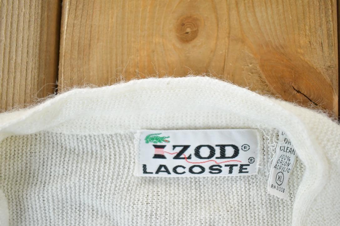 Vintage 1970s Izod Lacoste Knit Perfect Mild Distress Cardigan Sweater Made In USA