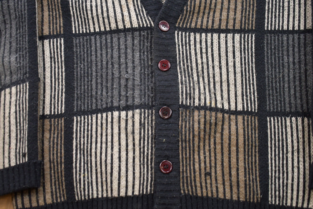 Vintage 1980s Expressions Abstract Knitted Cardigan Sweater