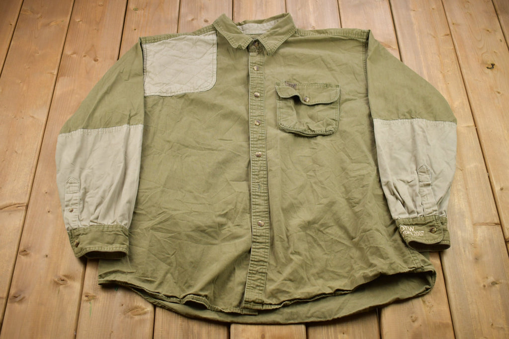 Vintage 2000s Outdoorsman Adventure Patch Blank Button Up Shirt /