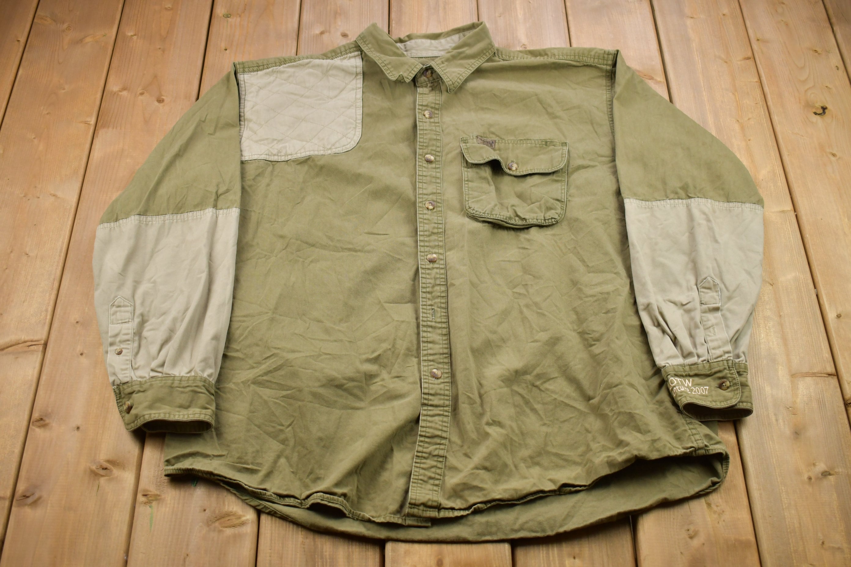 Vintage 2000s Outdoorsman Adventure Patch Blank Button Up Shirt