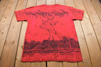 Vintage 1990s Anvil Giraffe All Over Print Graphic T Shirt