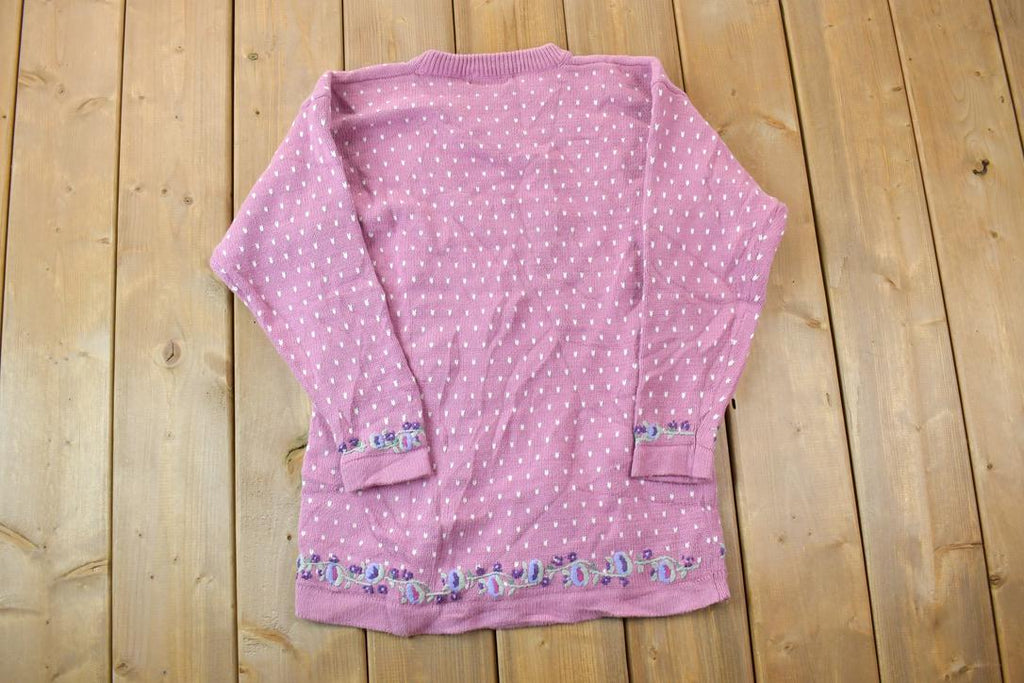 Vintage 1990s Willow Ridge Floral Knit Crewneck Sweater