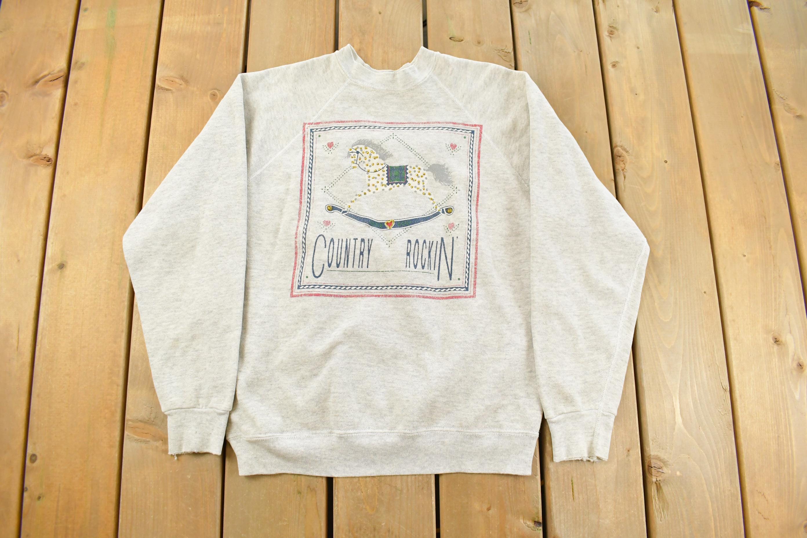 Vintage 1990s Country Rockin Crewneck Sweatshirt Men's Small