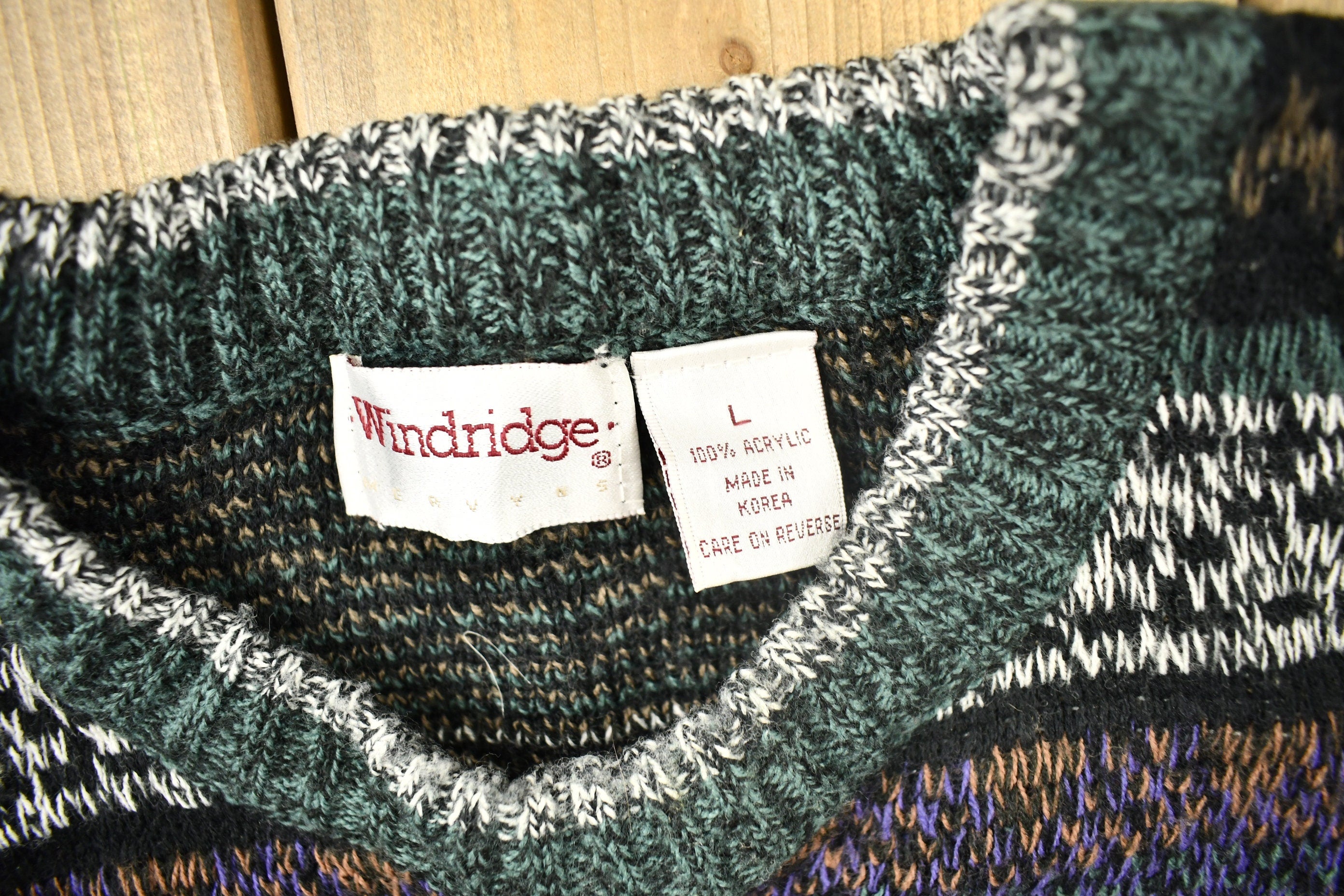 Vintage 1990s Windridge Knitted Aztec Pattern Crewneck Sweater